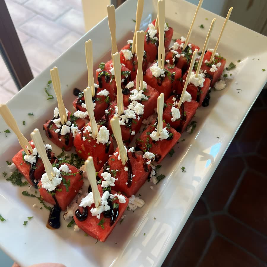 Watermelon and feta skewers
